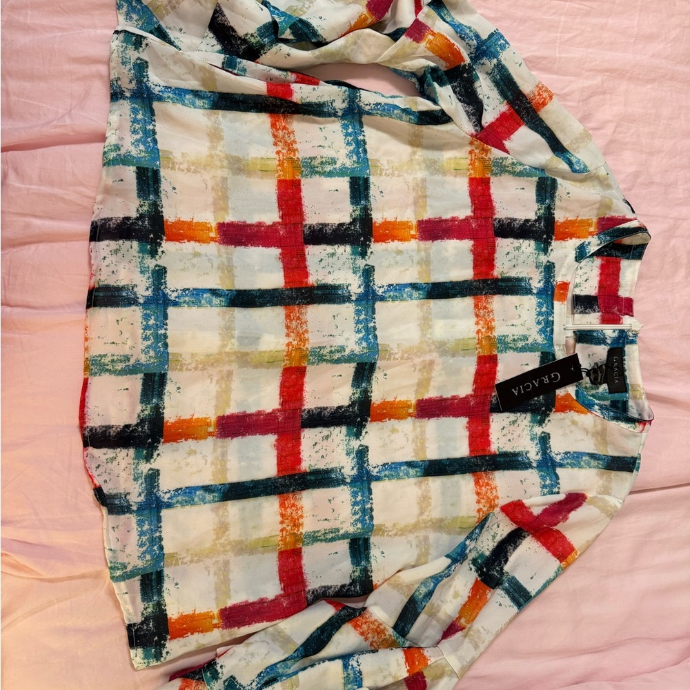 Gracia Multicolor Plaid Blouse
